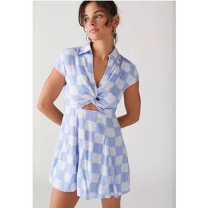 Blue and White Checkered Women's Dress